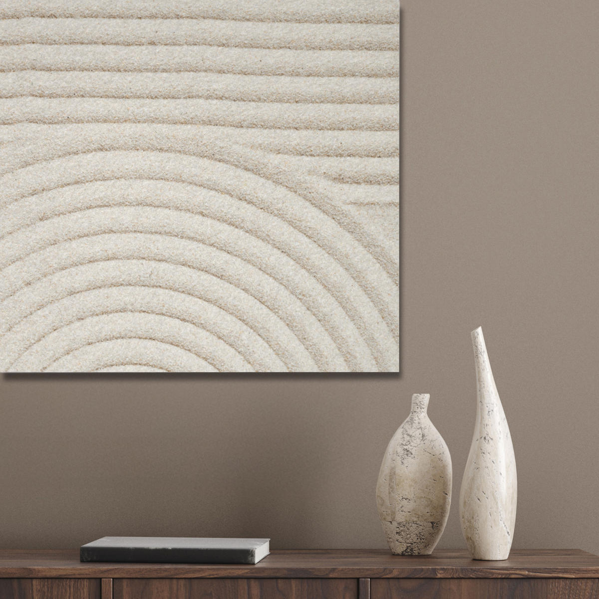 AKUSTIKPANEEL Muster - Abstrakt - Weiß 80x60 cm - Beige, Textil (80/0.9/60cm) - MuchoWow