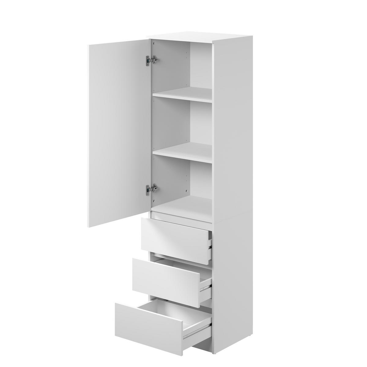 KLEIDERSCHRANKMIT 2 Einlegeböden und 3 Schubladen in weiß - Weiß, Holzwerkstoff (50/181/41cm) - Home Collective