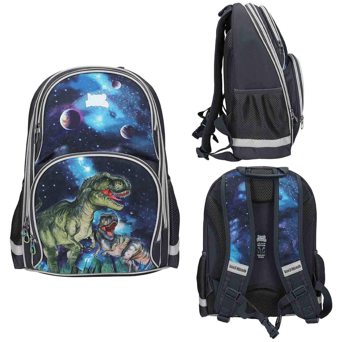 SCHULRUCKSACK GALAXY Dino World grau-grün 16 x 33 cm - Grau/Grün, Textil (33/16cm) - Depesche Germany