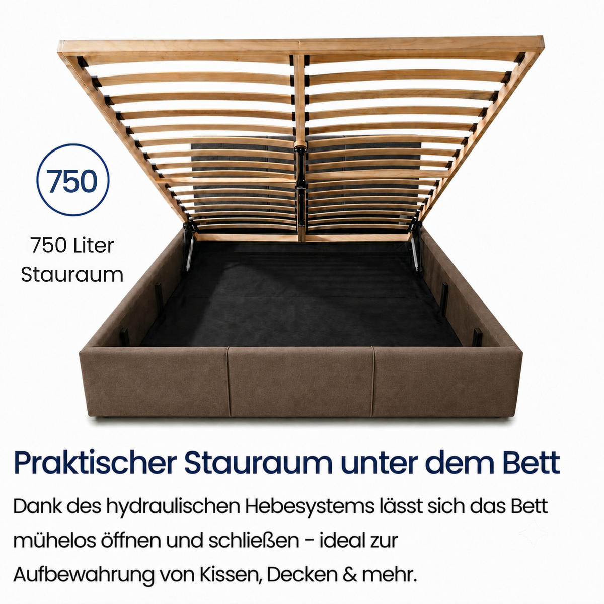 POLSTERBETT mit Stauraum 160x200 cm in Kaffee - Hellbraun, Holzwerkstoff (100/200cm) - Home Collective