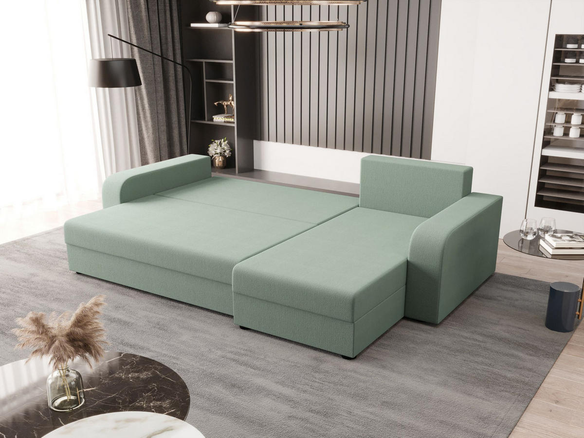 ECKSOFA HEWLET L BIS Cosmic 16 Rechts mit Schlaffunktion - Hellgrün, Textil (240/140cm) - Bedante