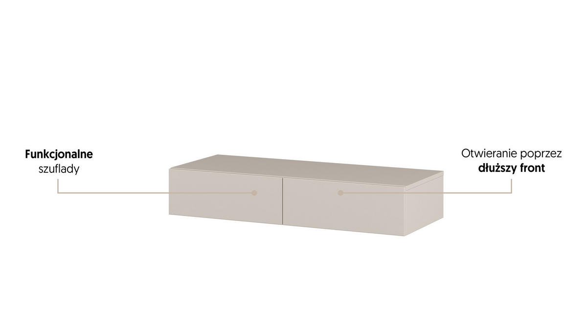 KONSOLENTISCH JUKARIS 90/16/15 cm Hängender Kosmetiktisch mit Schubladen, Kaschmir - Kaschmir, Holzwerkstoff (15/90/16cm) - MASSENO