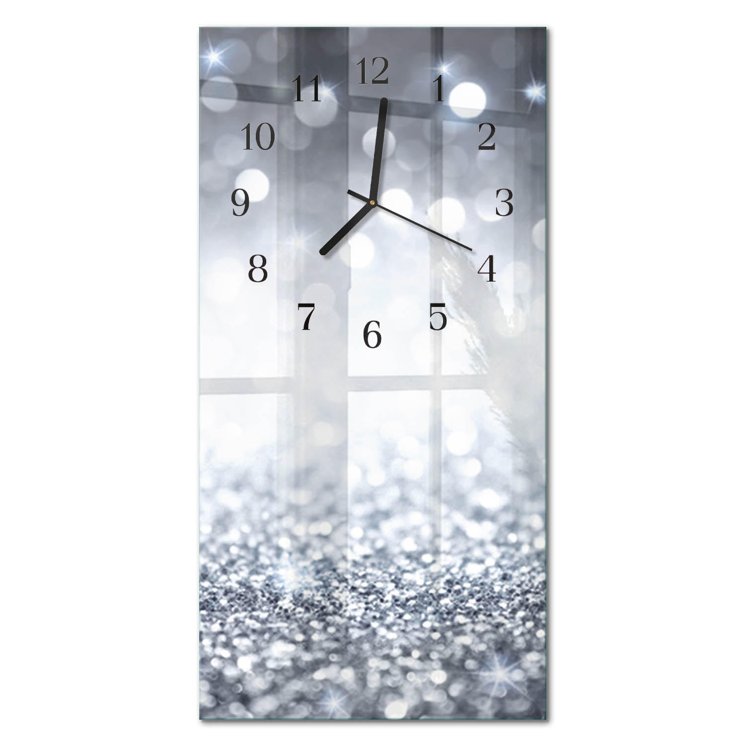 WANDUHR 60x30 cm - Gras - Silberfarben, Glas (30/60/0.4cm) - TULUP