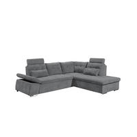 ECKSOFA mit Schlaffunktion, verstellbare Armlehne und Kopfstützen - Chromfarben/Anthrazit, Textil (219/260cm) - ed exciting design