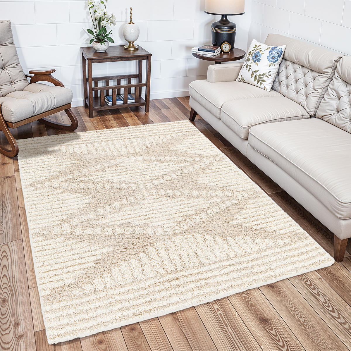 HOCHFLORTEPPICH 160/220 cm Beige - Beige, Naturmaterialien/Textil (160/220cm) - LIVABLISS