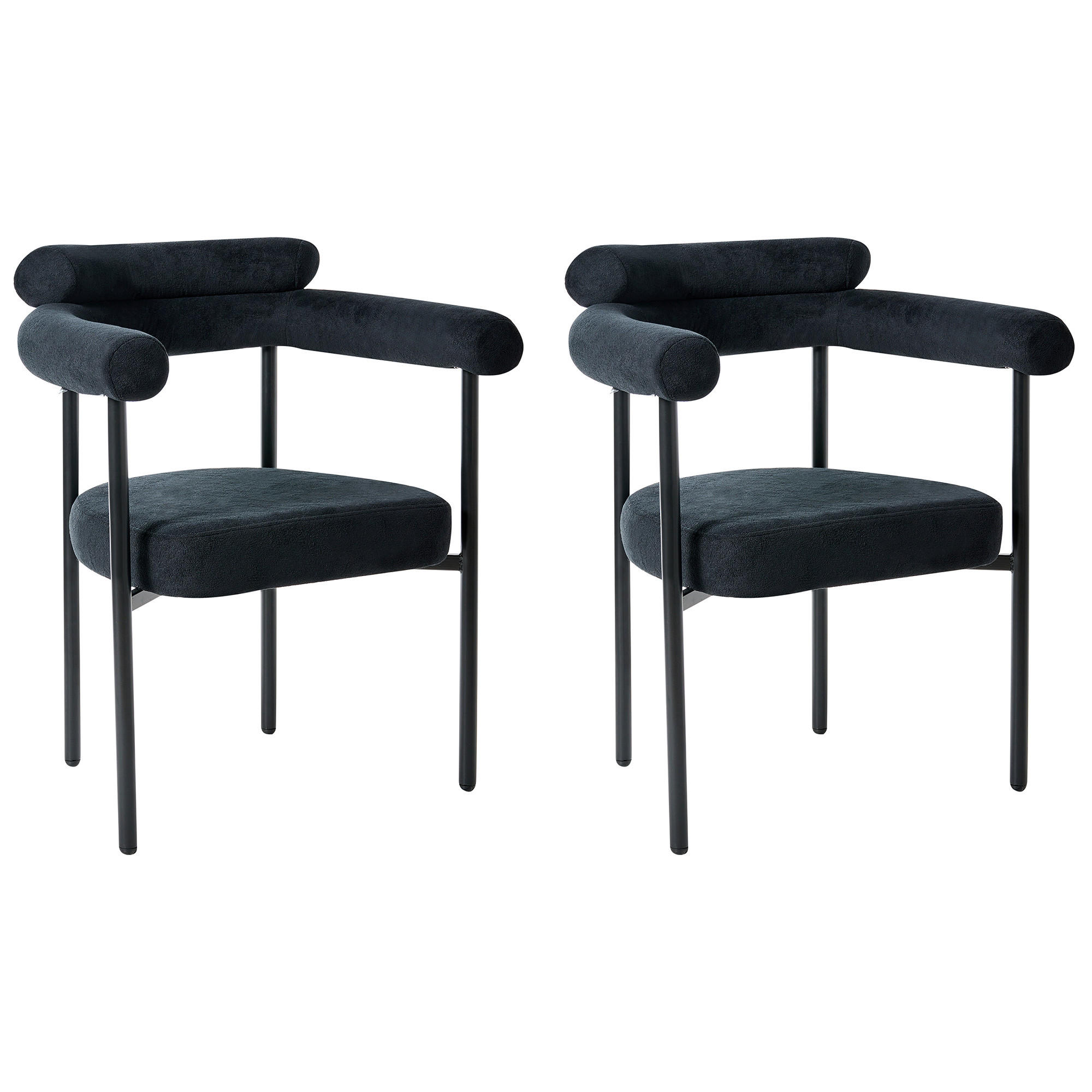 ESSZIMMERSTUHL 2er Set Stoff Schwarz Lyney - Schwarz, Textil (70/83/59cm) - Beliani