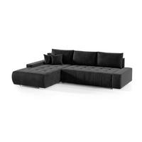 ECKSOFA mit Schlaffunktion Dhaka L, Schwarz - Schwarz, Textil (185/265cm) - Fedve