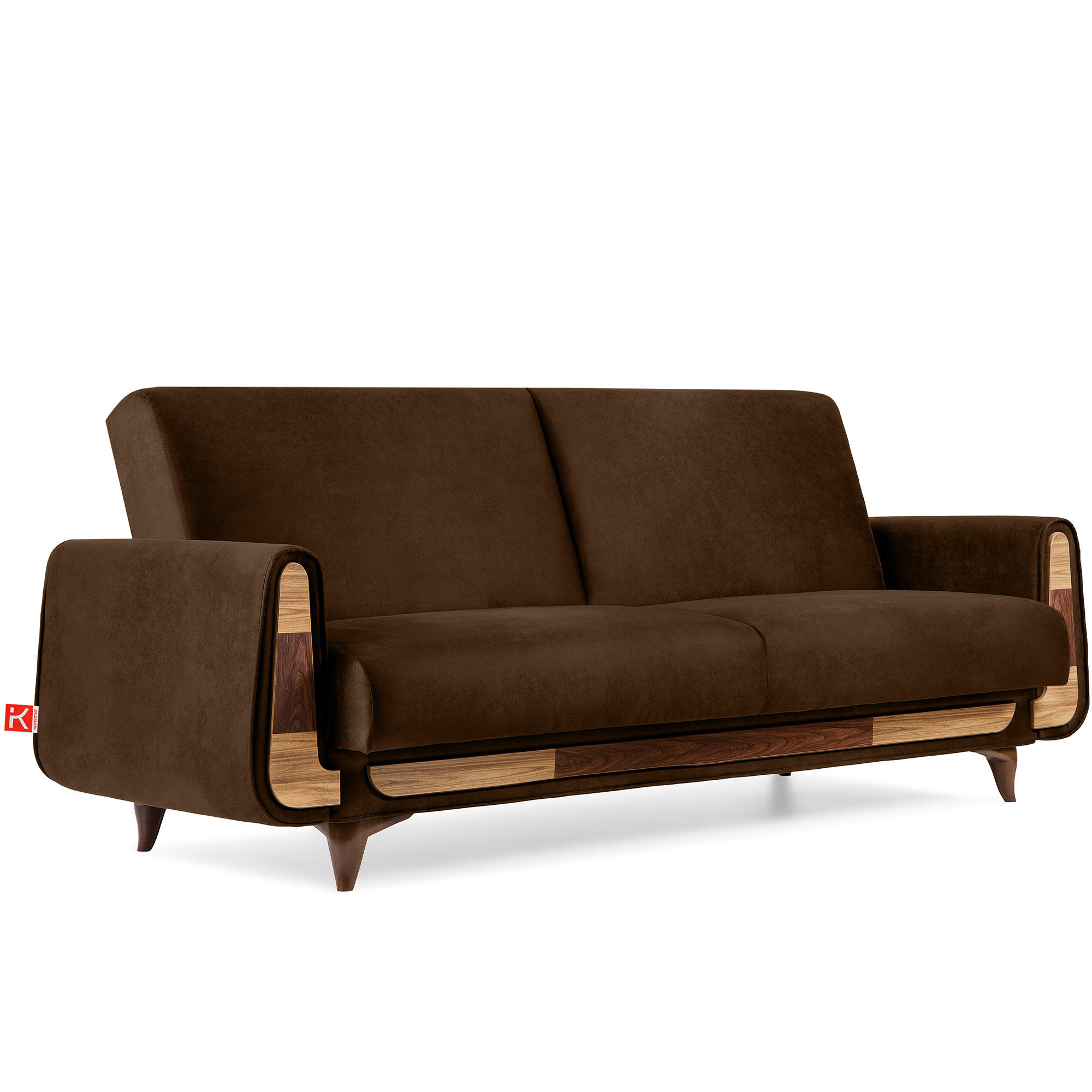 3-SITZER-SCHLAFSOFA GUSTAVO II mit Armlehnen, Dunkelbraun - Dunkelbraun, Holz/Holzwerkstoff (230/98/98cm) - KONSIMO®