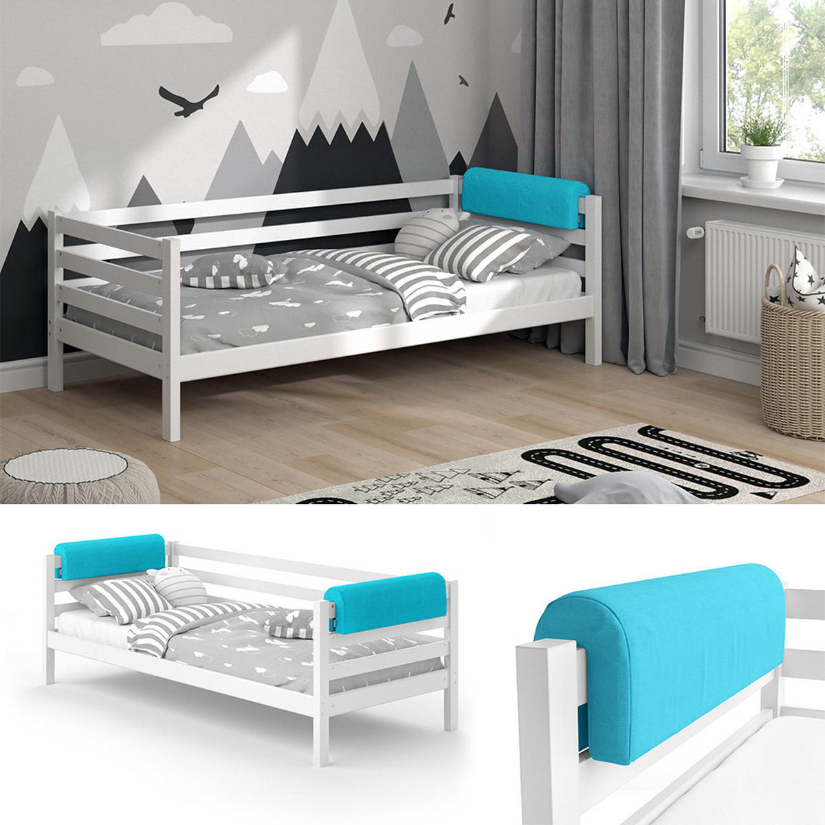 BETTUMRANDUNG Türkis 70 x 20 cm - Türkis, Textil (70/20/14cm) - VitaliSpa
