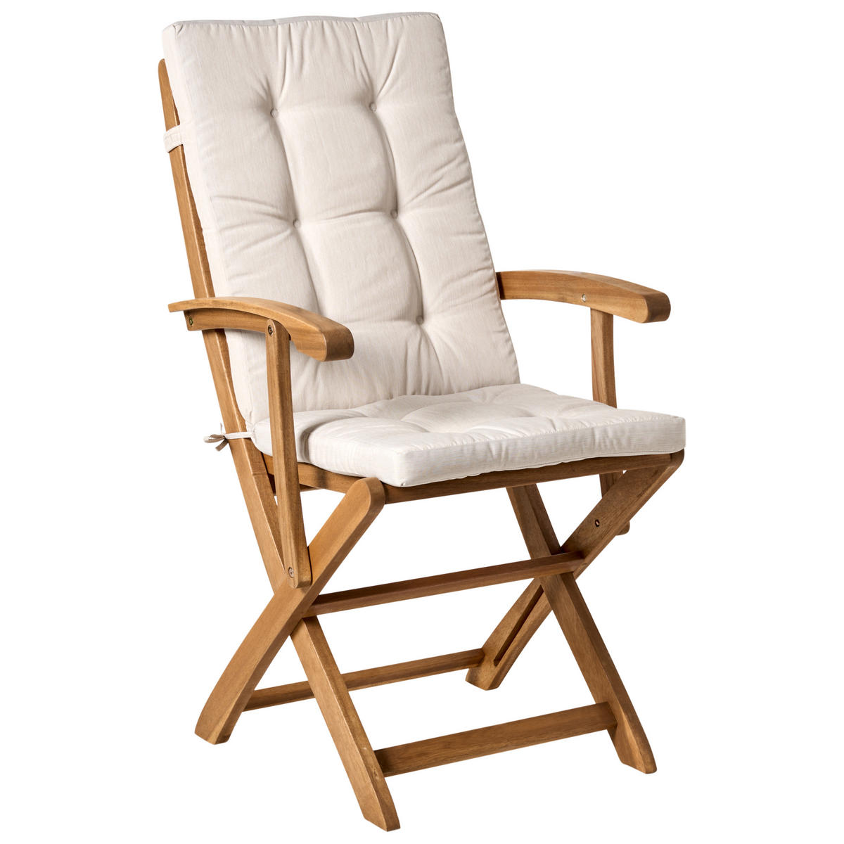 GARTENSTUHL 2er-Set Hellbeige Maui Premium - Beige/Braun, Holz (46/92/48cm) - Beliani