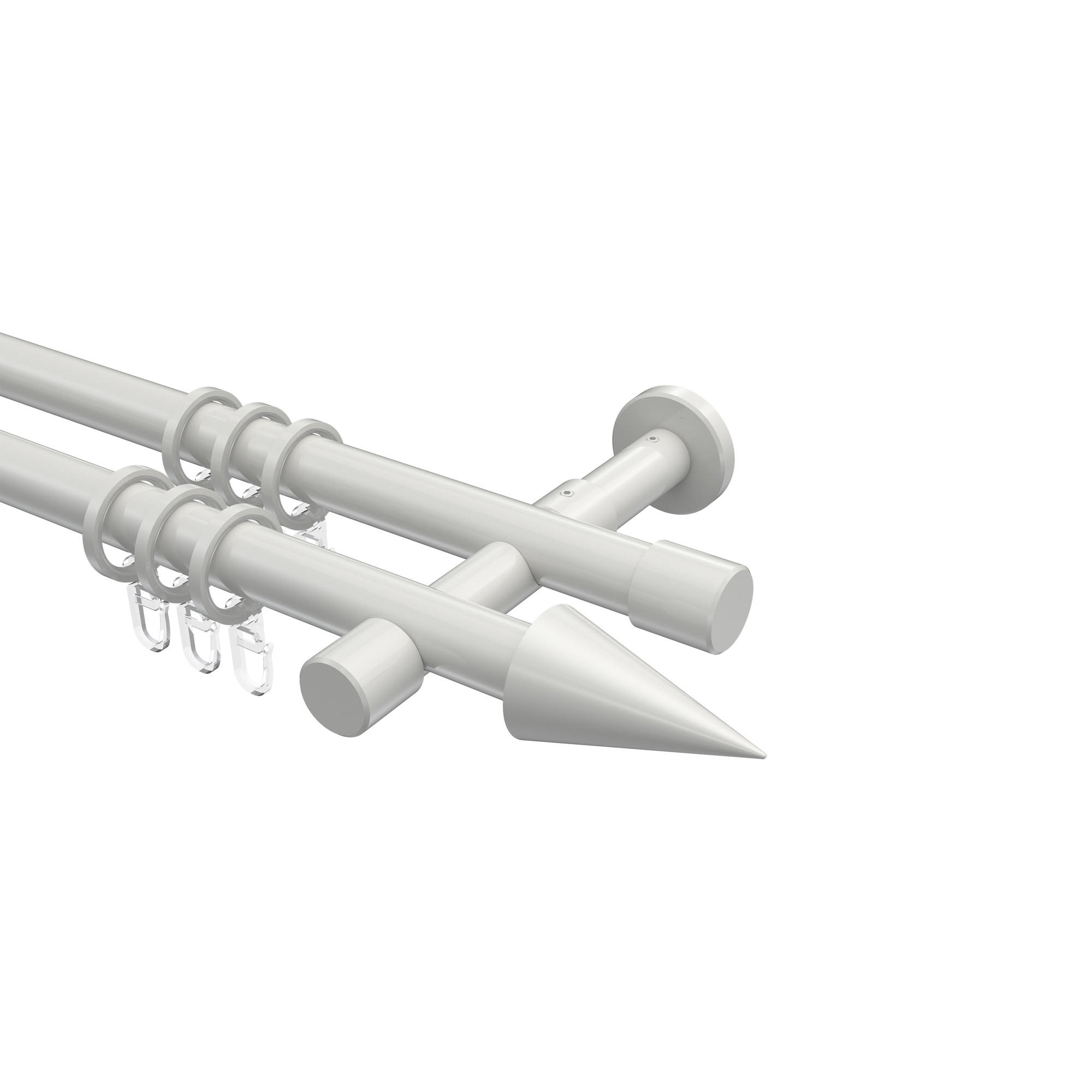 GARDINENSTANGEN-SET Prestige Savio 280 cm (geteilt in 2 x 140 cm), 2-läufig, 20 mm Ø Weiß - Weiß, Metall (280cm) - INTERDECO