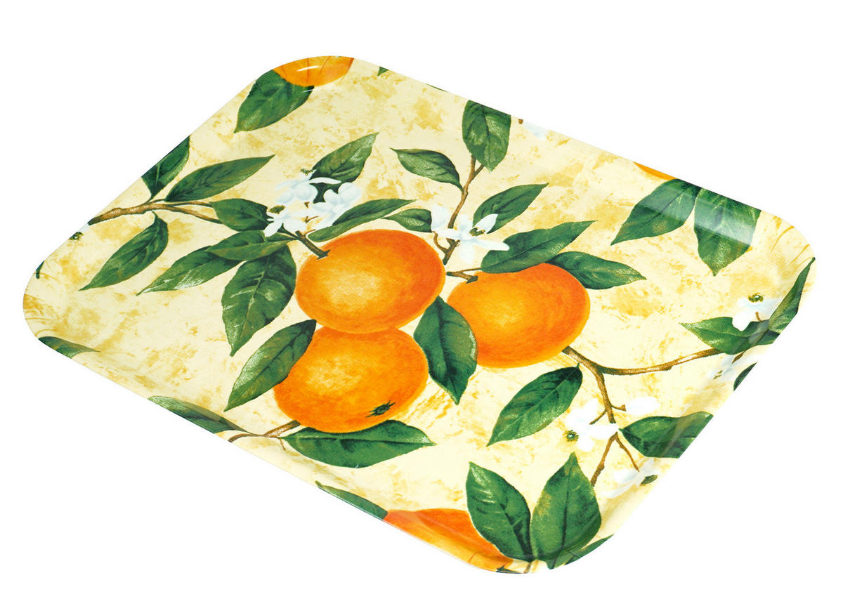TABLETT Orangenhain, rechteckige Melamin Serviertablett 38x26 cm - Orange, Kunststoff (26/2/38cm) - Lashuma