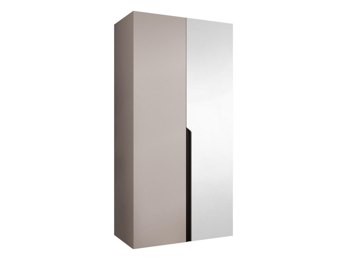 DREHTÜRENSCHRANK Mila II 100 - Kaschmir/Schwarz, Holzwerkstoff/Kunststoff (100/202/52cm) - MIRJAN24