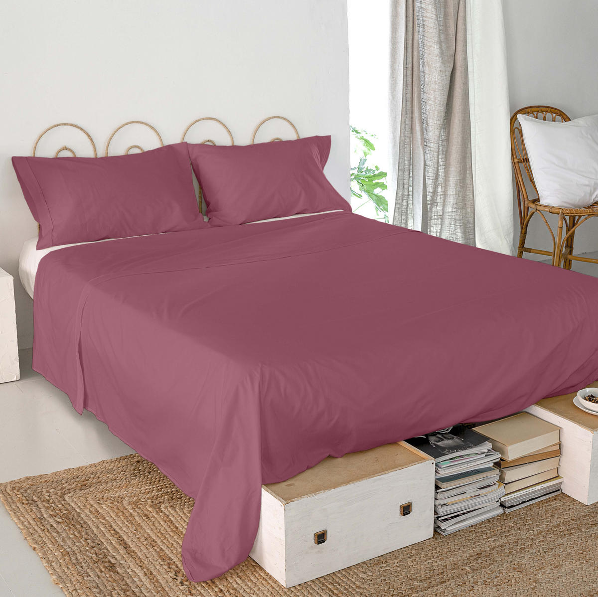 OBERBETTLAKEN basic 260x270 cm magenta - Magenta, Textil (260/270cm) - Happy Friday