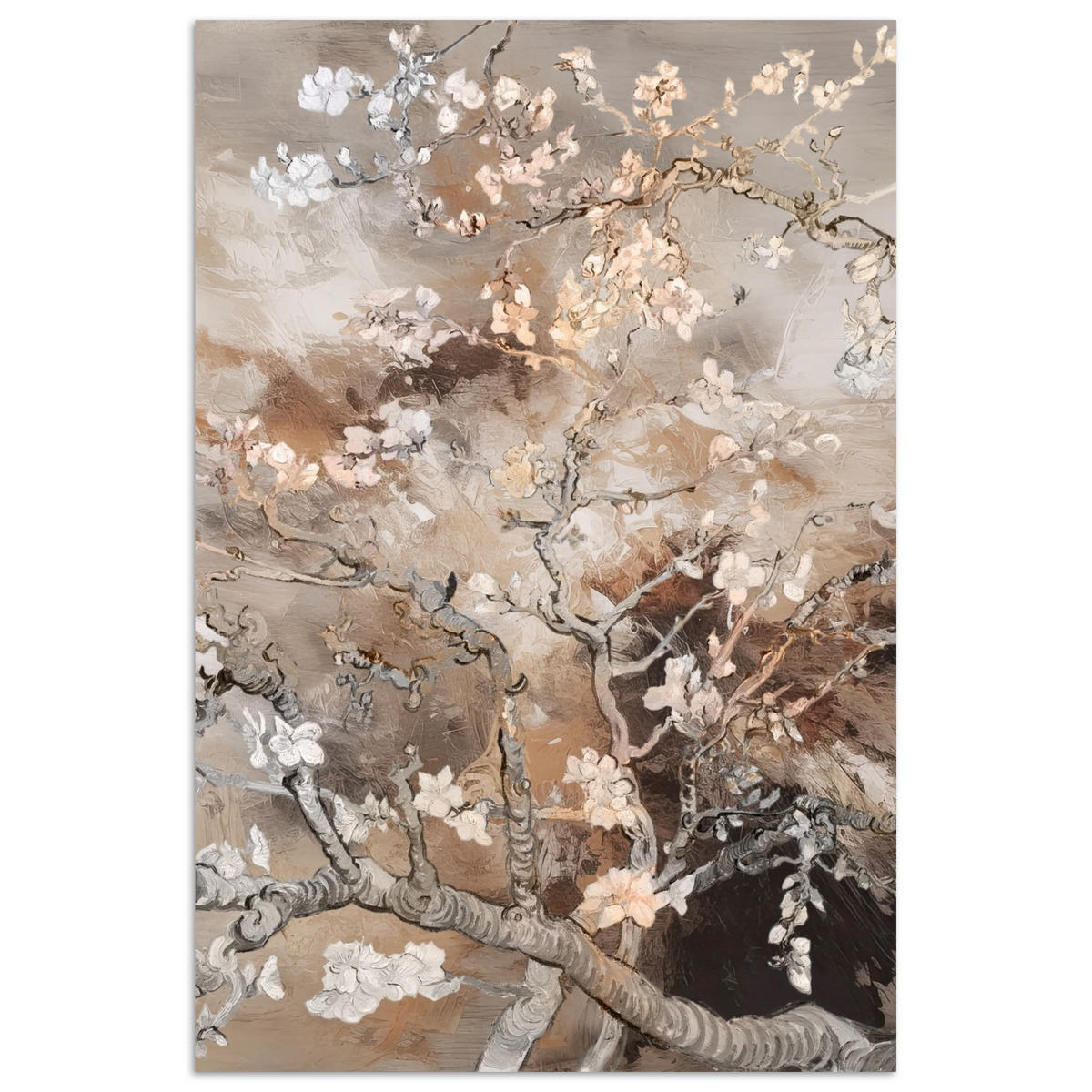 POSTER Mandelblüte - Kunst - Van Gogh - Beige - Abstrakt 20x30 cm - Braun, Papier (20/30/0.1cm) - MuchoWow