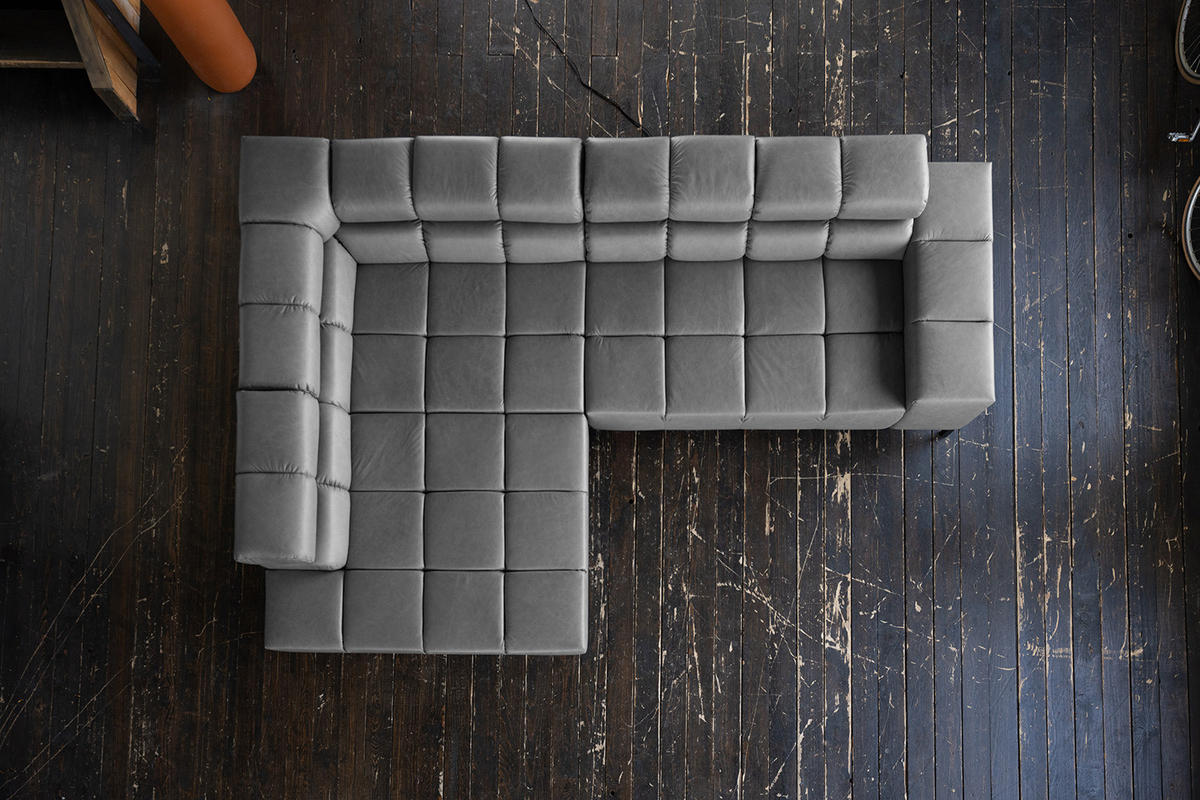 ECKSOFA NELSON Anthrazit Leder - Anthrazit/Schwarz, Leder/Metall (321/216cm) - KAWOLA
