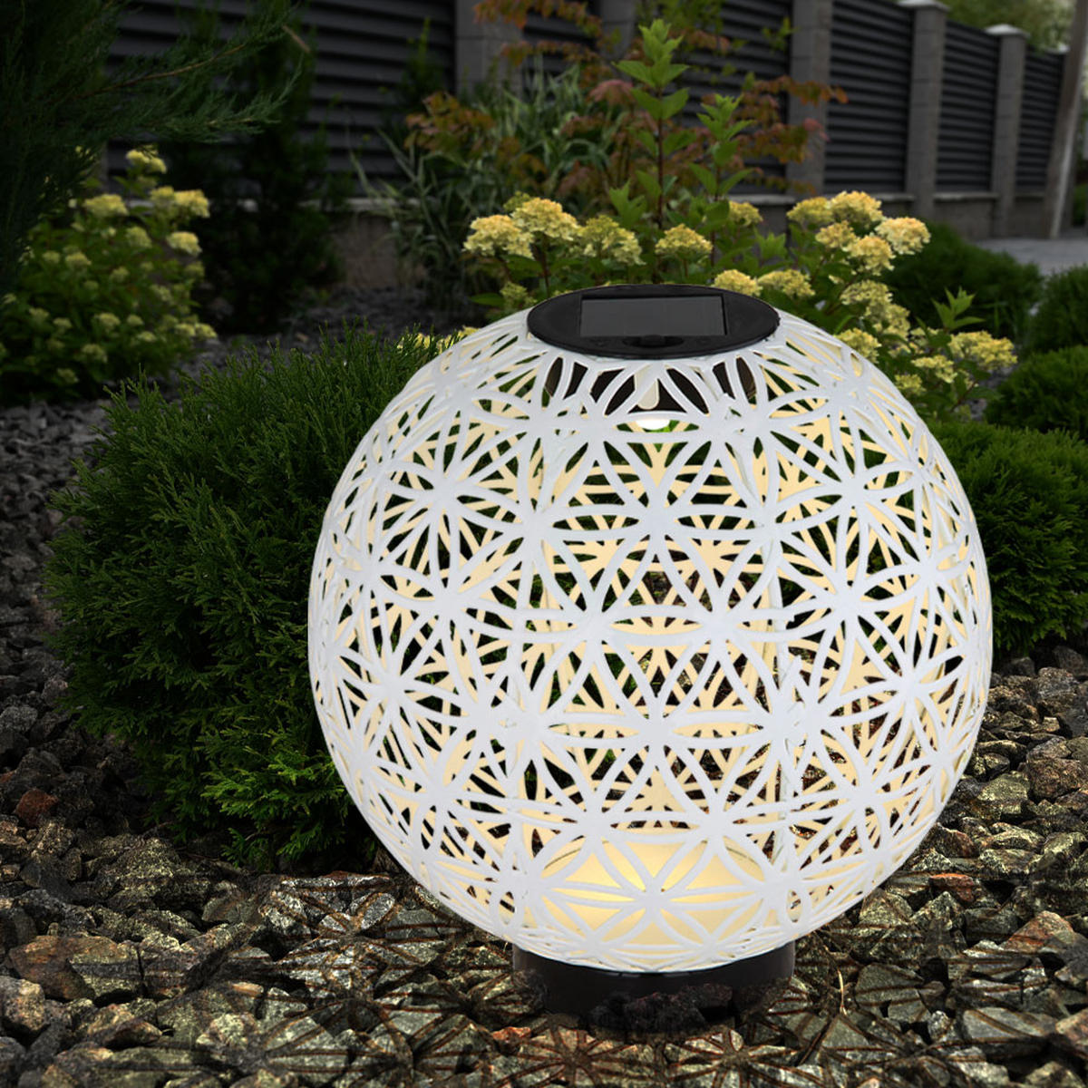 LED AUSSENLEUCHTE Kugel Beton Weiß-Grau Schwarz - Weiß, Metall (20/20/21cm)