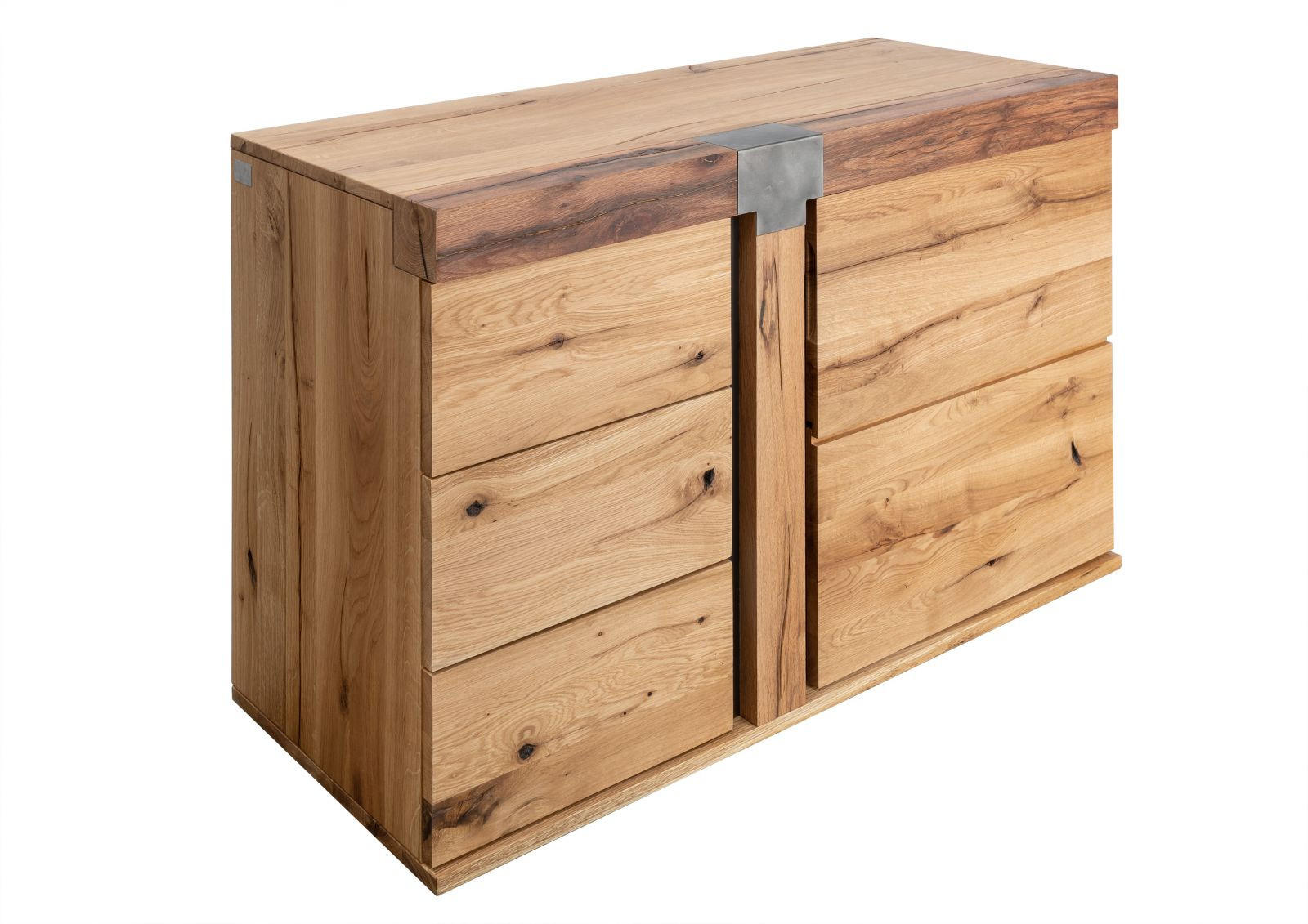 SIDEBOARD Wildeiche / Zerreiche 115x45x75 natur geölt NEW AMSTERDAM #09 - Braun, Holz (115/75/45cm) - Massivmoebel24