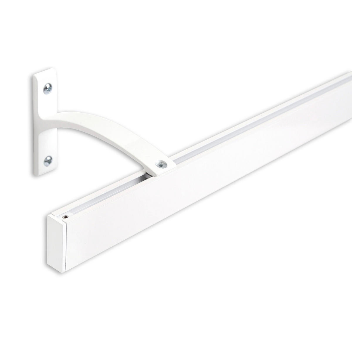 GARDINENSCHIENE auf Maß 1-lauf Wandmontage Curve 480cm - Weiß, Metall (480cm) - Deco-Raum