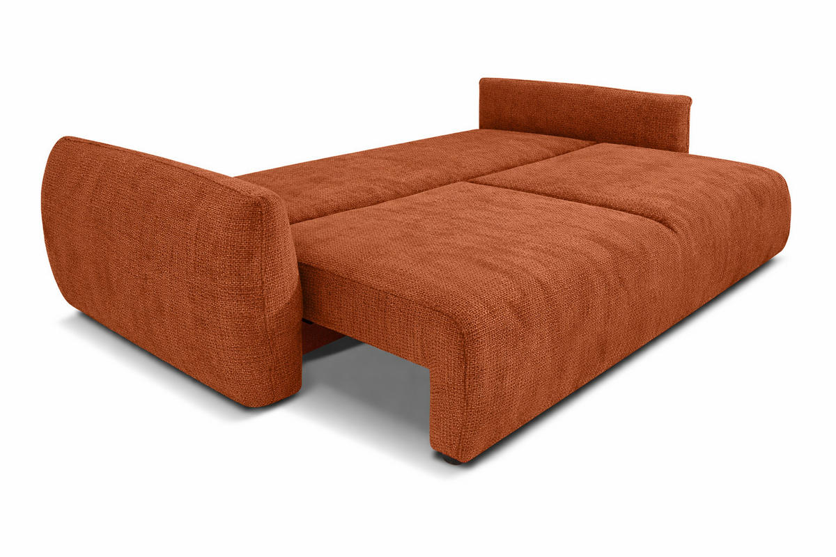 SOFA Mit Schlaffunktion Und Bettkasten, Chenille-Stoff Flow, Kupfer, Zephira - Orange, Holz (238/87/140cm) - Kaiser Möbel