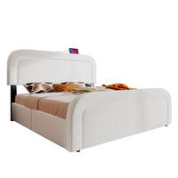 POLSTERBETT 160/200 cm weiß aus Sherpa mit LED, USB-C und 4 Schubladen - Weiß, Textil (160/200cm) - OKWISH
