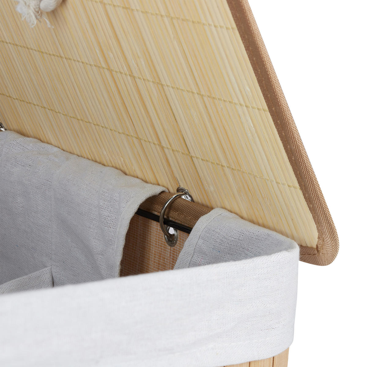 WÄSCHEKORB - Hellbraun, Holz/Textil (55/63/35cm) - Relaxdays