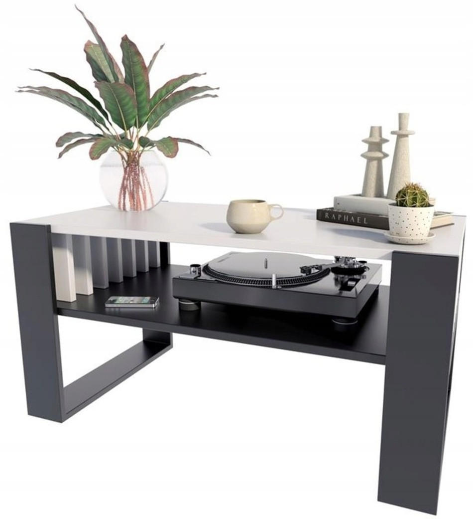 COUCHTISCH IGA Weiß-Schwarz 100/53,6/50 cm - Multicolor, Holzwerkstoff (53.6/100/50cm) - Matkam Möbel