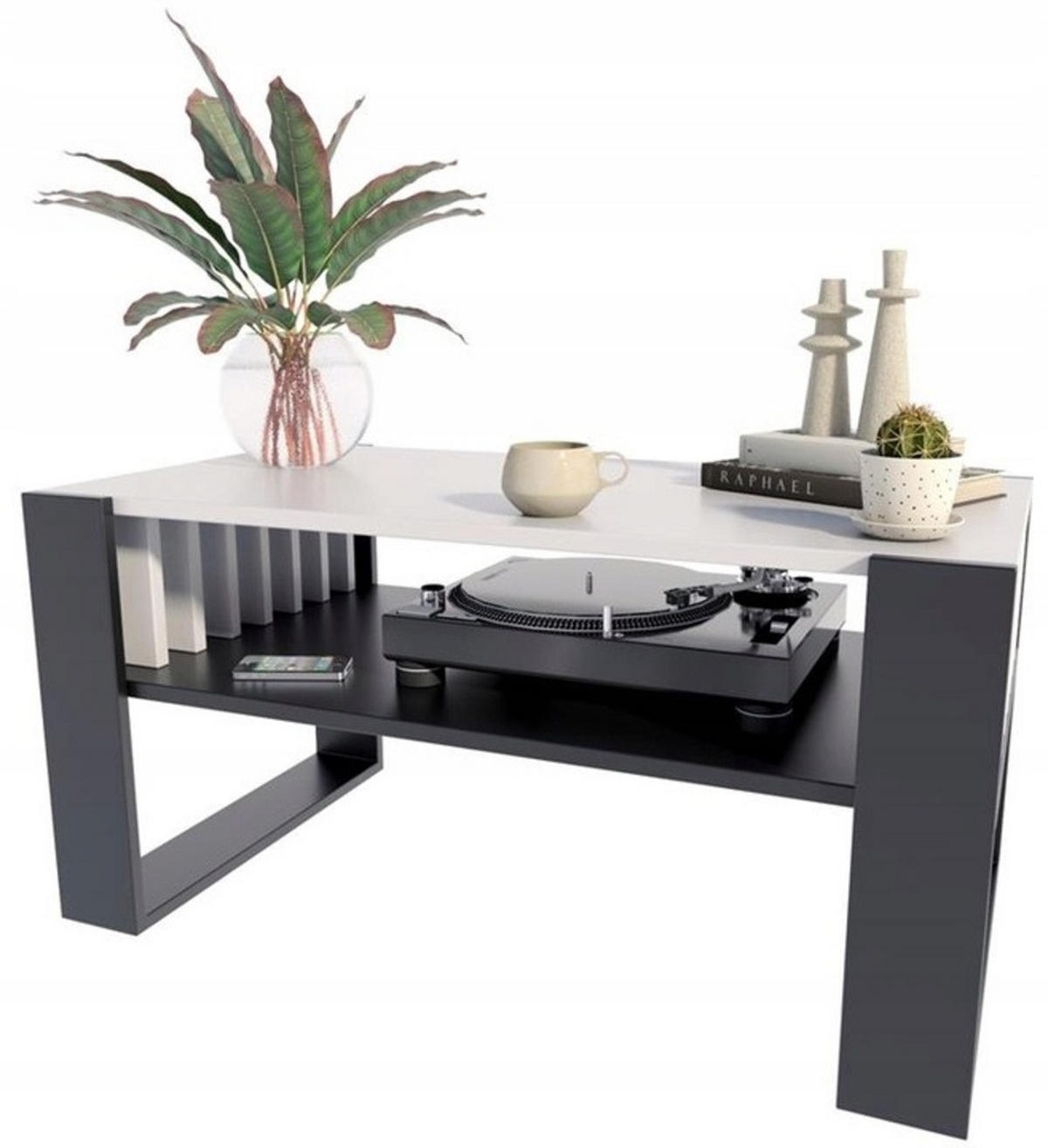 COUCHTISCH IGA Weiß-Schwarz 100/53,6/50 cm - Multicolor, Holzwerkstoff (53.6/100/50cm) - Matkam Möbel
