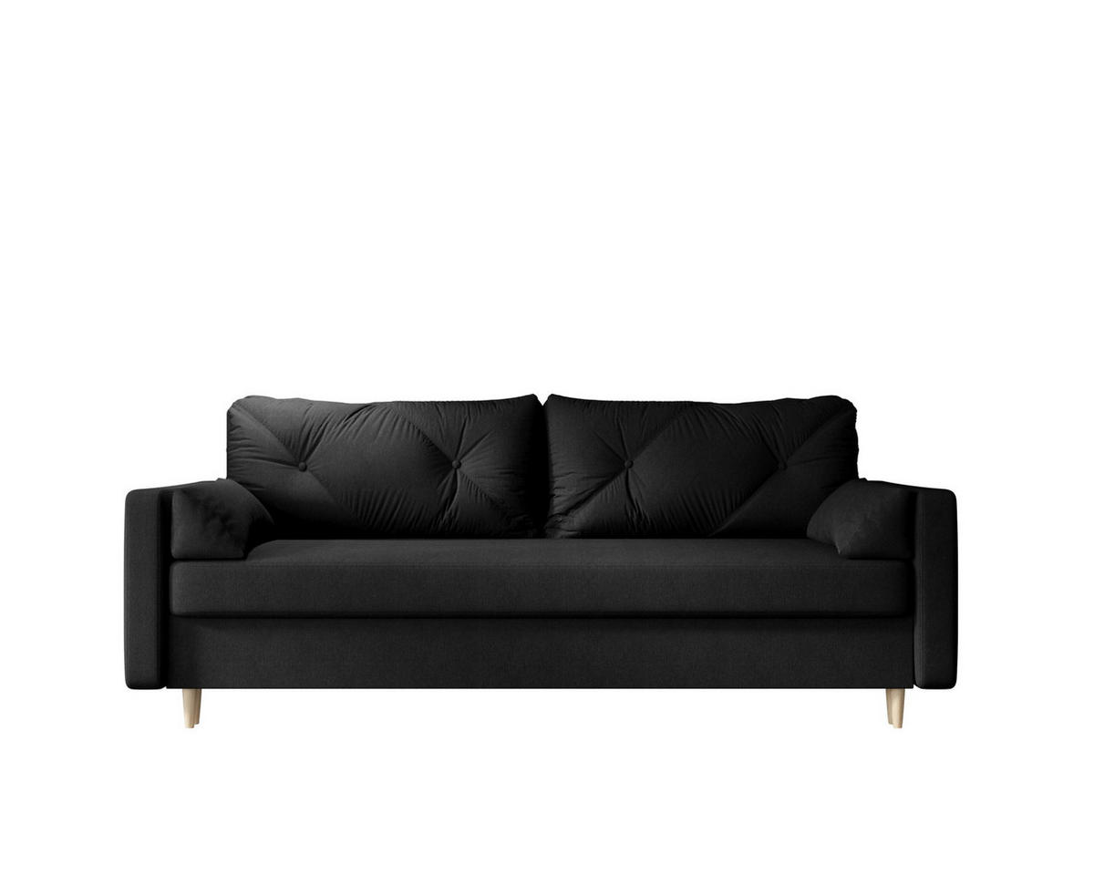 SOFA ASTRA mit Schlaffunktion COSMIC 100 mit Stauraum - Schwarz, Textil (90/88/228cm) - Bedante
