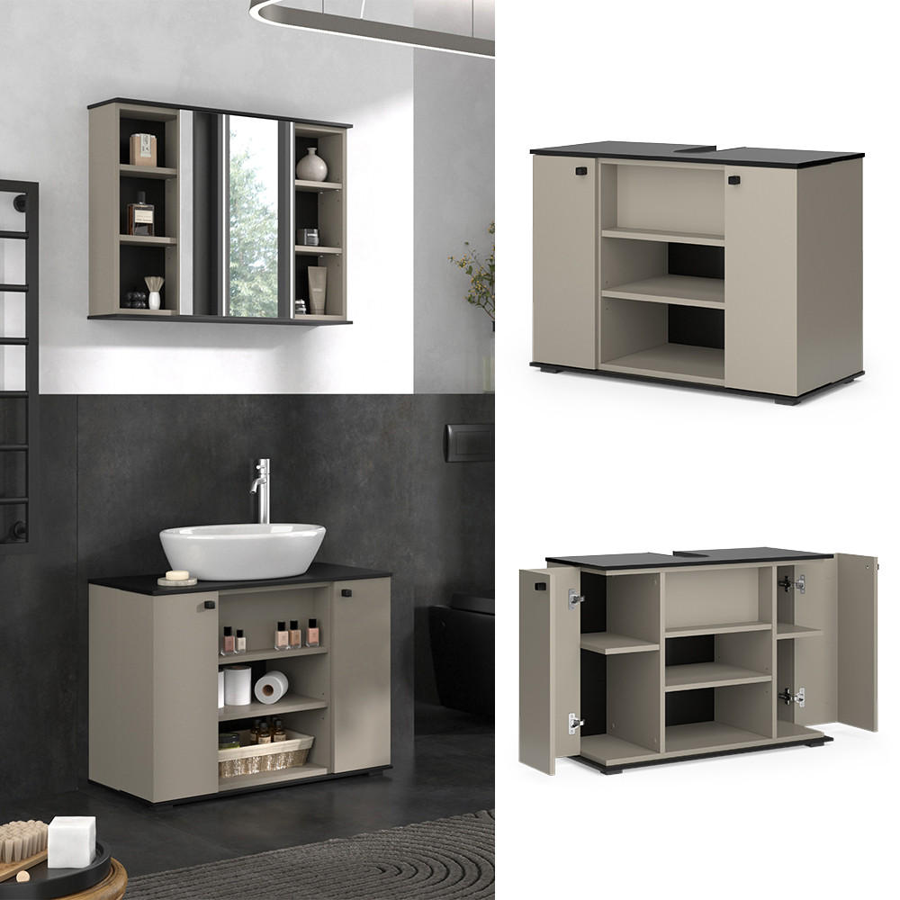 WASCHBECKENUNTERSCHRANK Joli Greige 80 x 59 cm mit 2 Türen - Greige, Holzwerkstoff (80/59/37cm) - Vicco