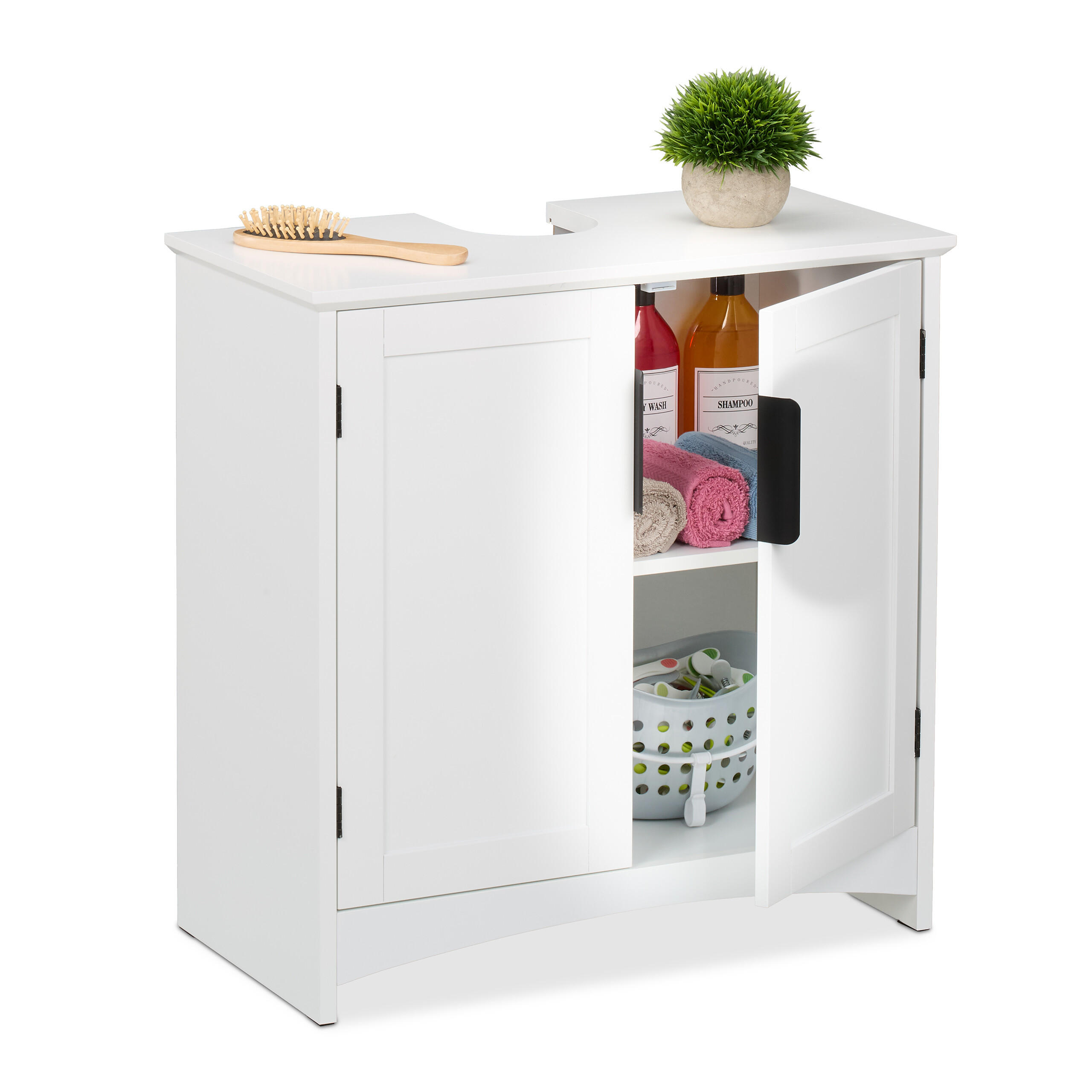 TVÄTTSTÄLLSSKÅP Vit MDF 2 dörrar 60 cm 60/60/30 cm