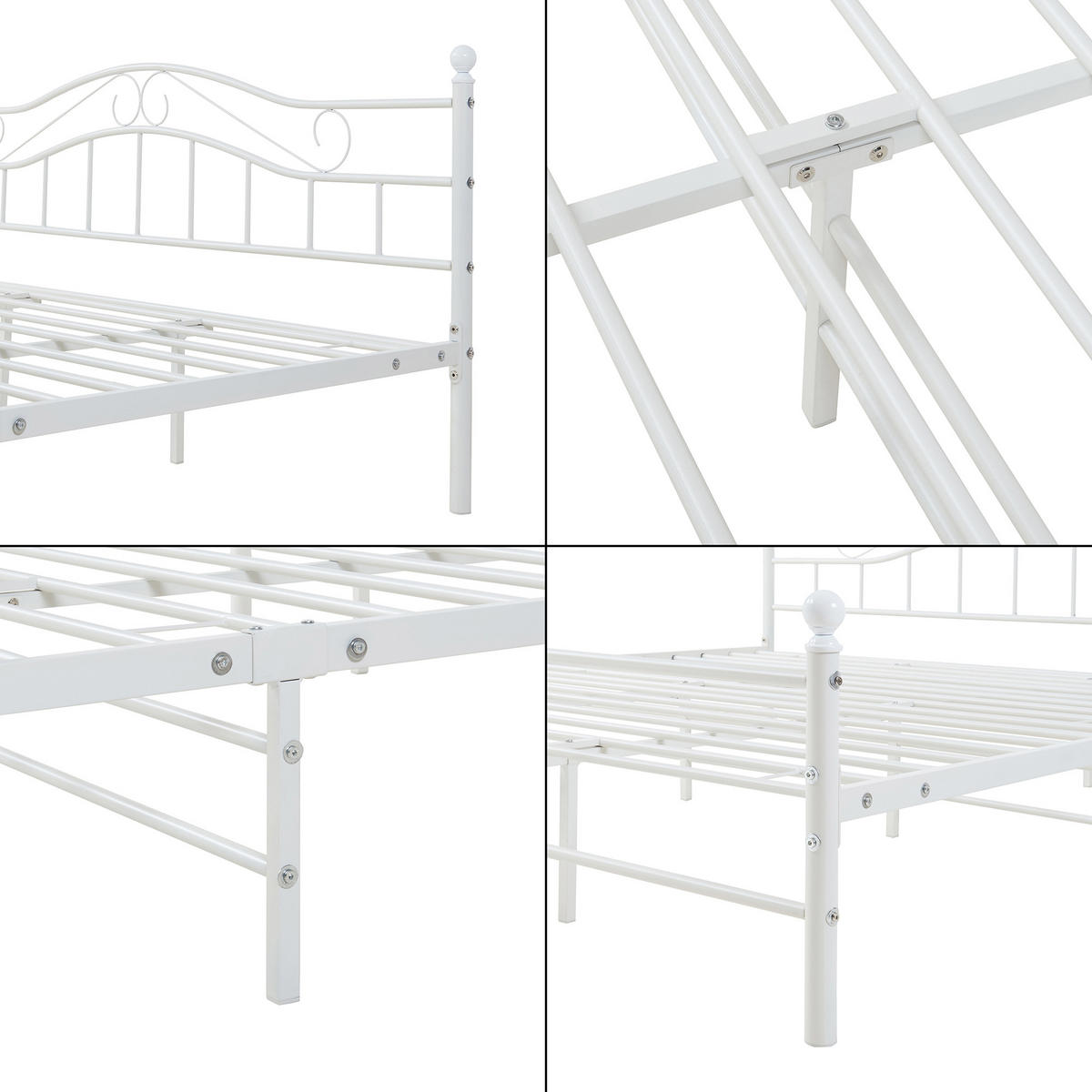 METALLBETT Florenz - Weiß, Metall (180/200cm) - [en.casa]