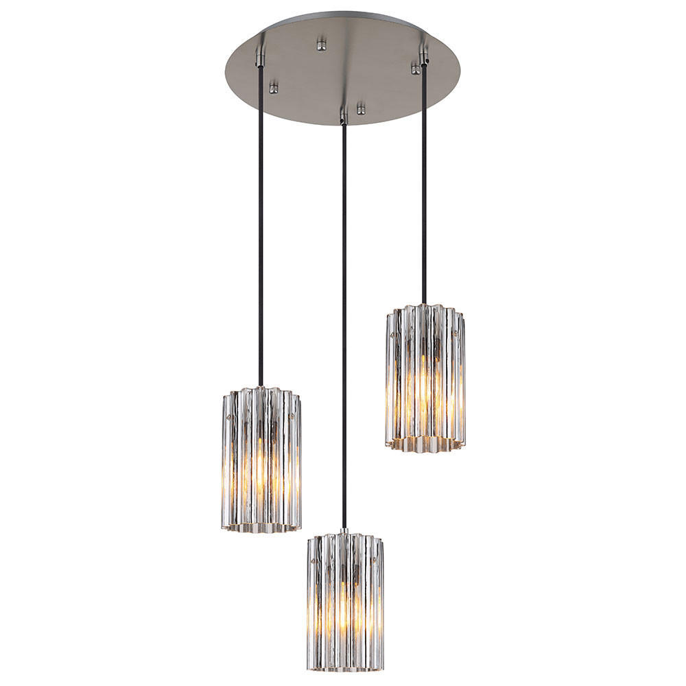 LED HÄNGELEUCHTE Metall Silber 3-flammig - Silberfarben, Glas (38.5/38.5/120cm) - Globo Lighting