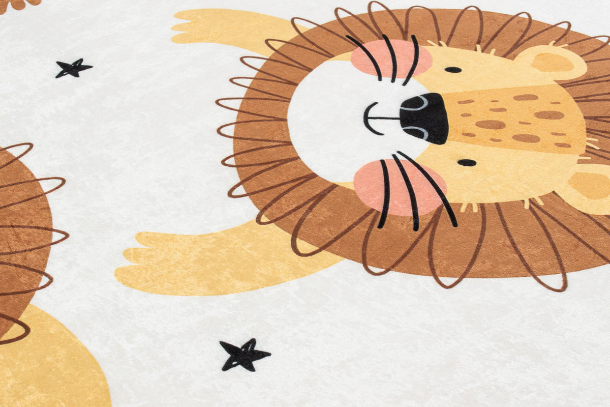 KINDERTEPPICH mit Löwenmotiv Happy 80x150 cm - Beige, Textil (80/150cm) - Nazar Rugs