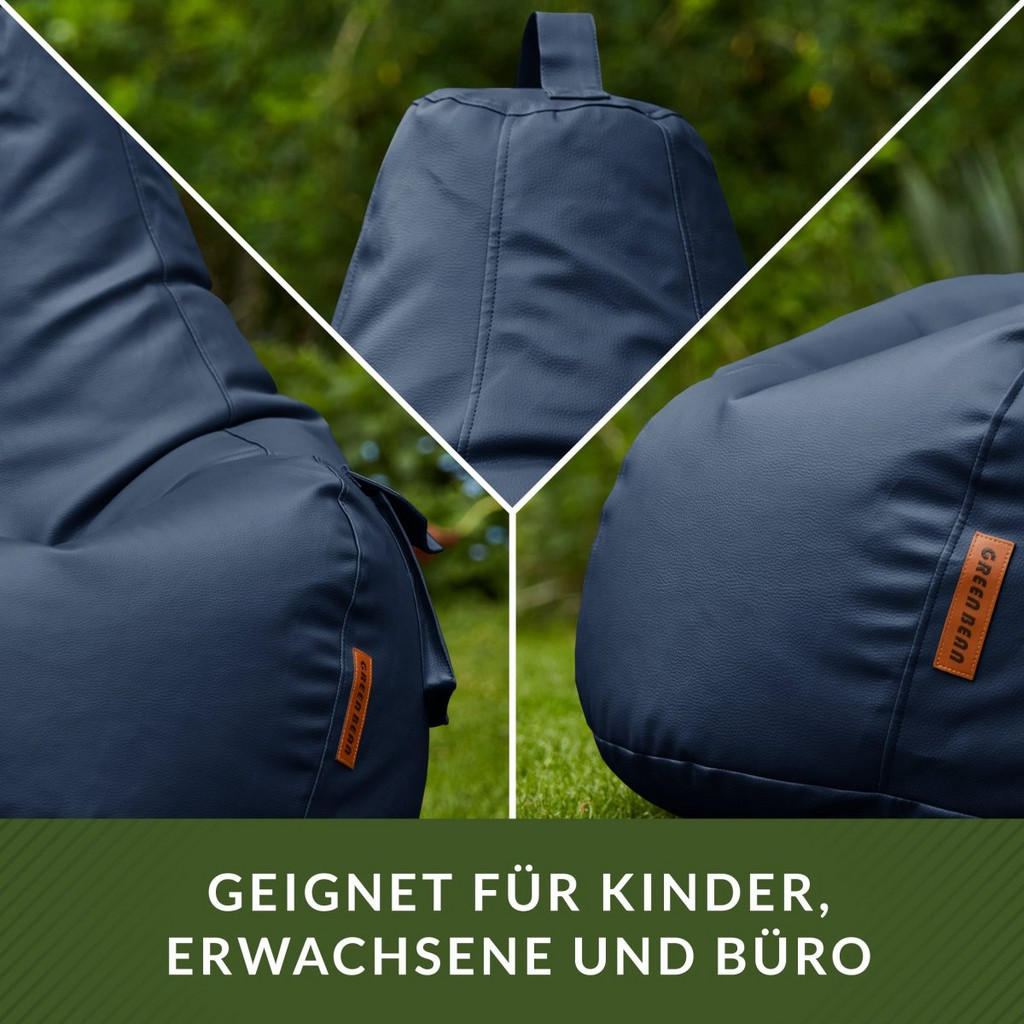 Thumbnail - Green Bean Gaming, Dunkelblau, Textil, Oval, 70x90x90 cm, Hergestellt in Deutschland, Wohnzimmer, Hocker, Sitzsäcke, XXL...