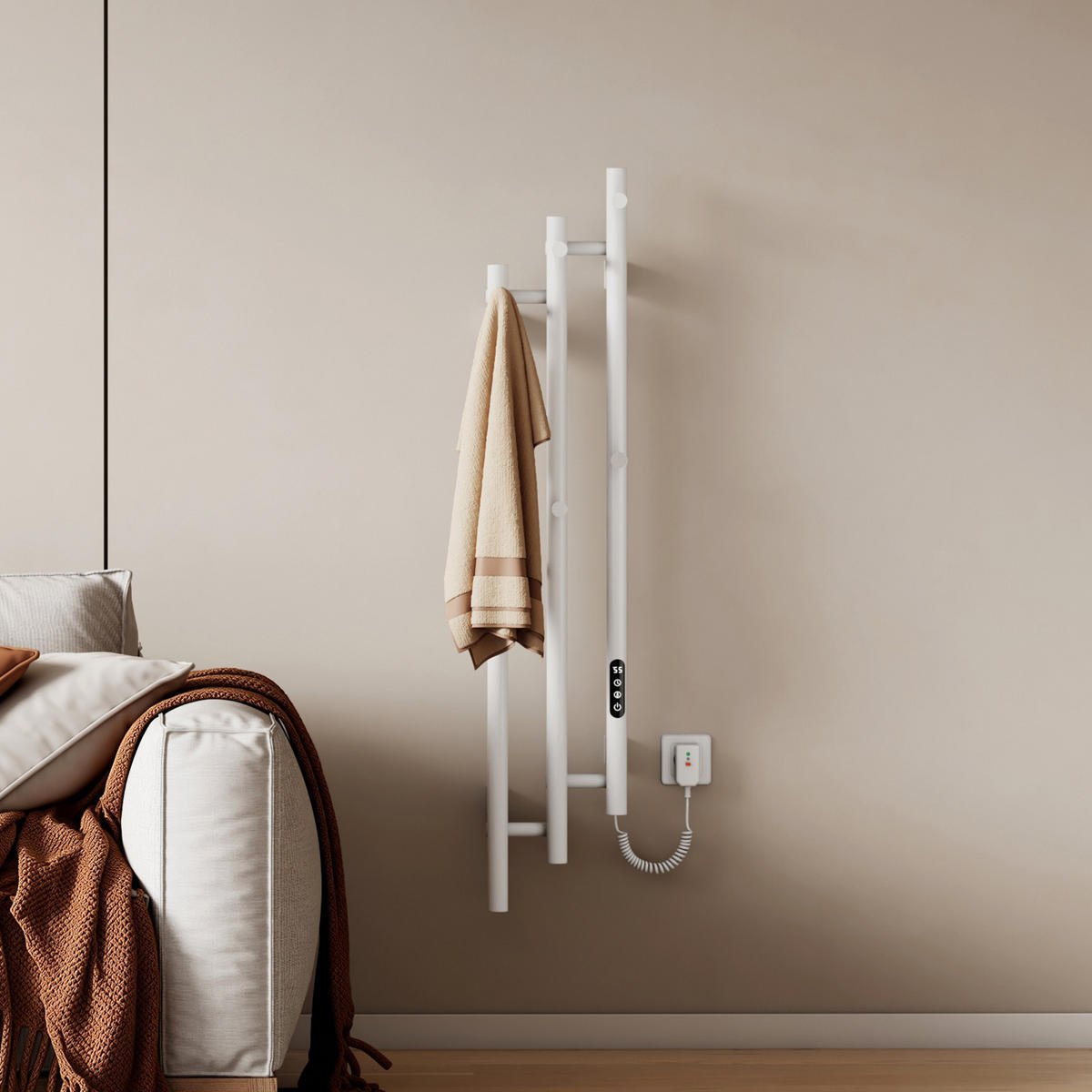 HEIZKÖRPER elektrisch vertikal 115 x 21,6 cm mit Smart-Steuerung Weiß - Weiß, Metall (21.6/115/9.4cm) - EMKE