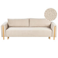 ROZKLÁDACÍ POHOVKA 3-místná Bouclé Světle béžová s úložným prostorem Kvam - světle hnědá, textil (242/85/99cm) - Beliani