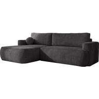 ECKSOFA Marion mit Schlaffunktion & Bettkasten in Chenille Graphit, Schwarz, Links 267/154/83 cm - Schwarz/Graphitfarben, Kunststoff/Textil (267/154cm) - WFL GROUP