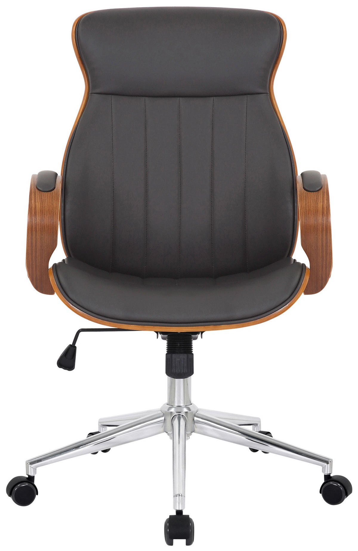 DREHSTUHL Lederlook walnuss/braun - Chromfarben/Walnussfarben, Textil/Metall (63/100/68cm) - CLP