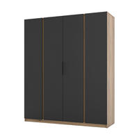 DREHTÜRENSCHRANK CAGLIARI 200/239/61,9cm 4-türig Goldfarben - Goldfarben/Schwarz, Holzwerkstoff (200/239/61.9cm) - MASSENO