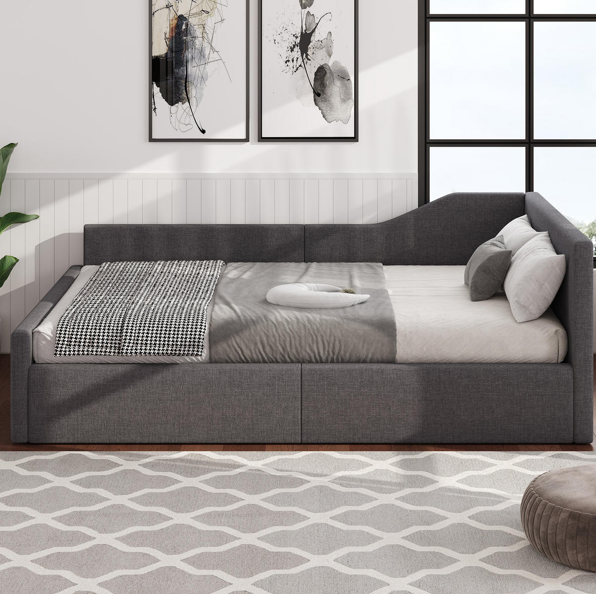 KREVET 140/200 cm s prostorom za pohranu i modernim dizajnom, Siva - siva, drvni materijal (140/200cm) - Redom