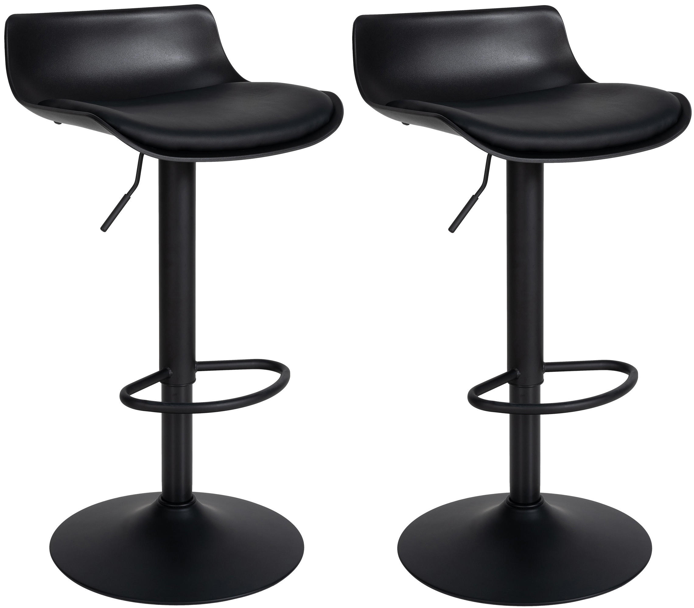 BARHOCKER 2er Set Kunststoff schwarz - Schwarz, Kunststoff/Textil (43/69/44cm) - CLP