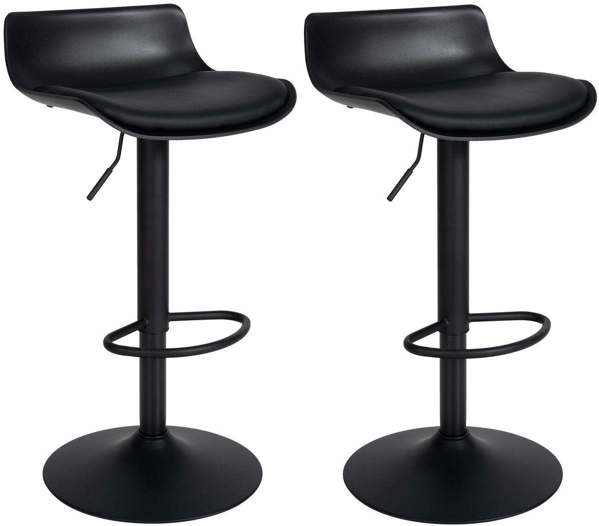 BARHOCKER 2er Set Kunststoff schwarz - Schwarz, Kunststoff/Textil (43/69/44cm) - CLP