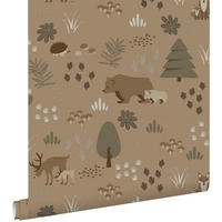 TAPETE Wald mit Waldtieren 53 cm x 10.05 m - Beige, Papier (53/0.1cm) - ESTAhome