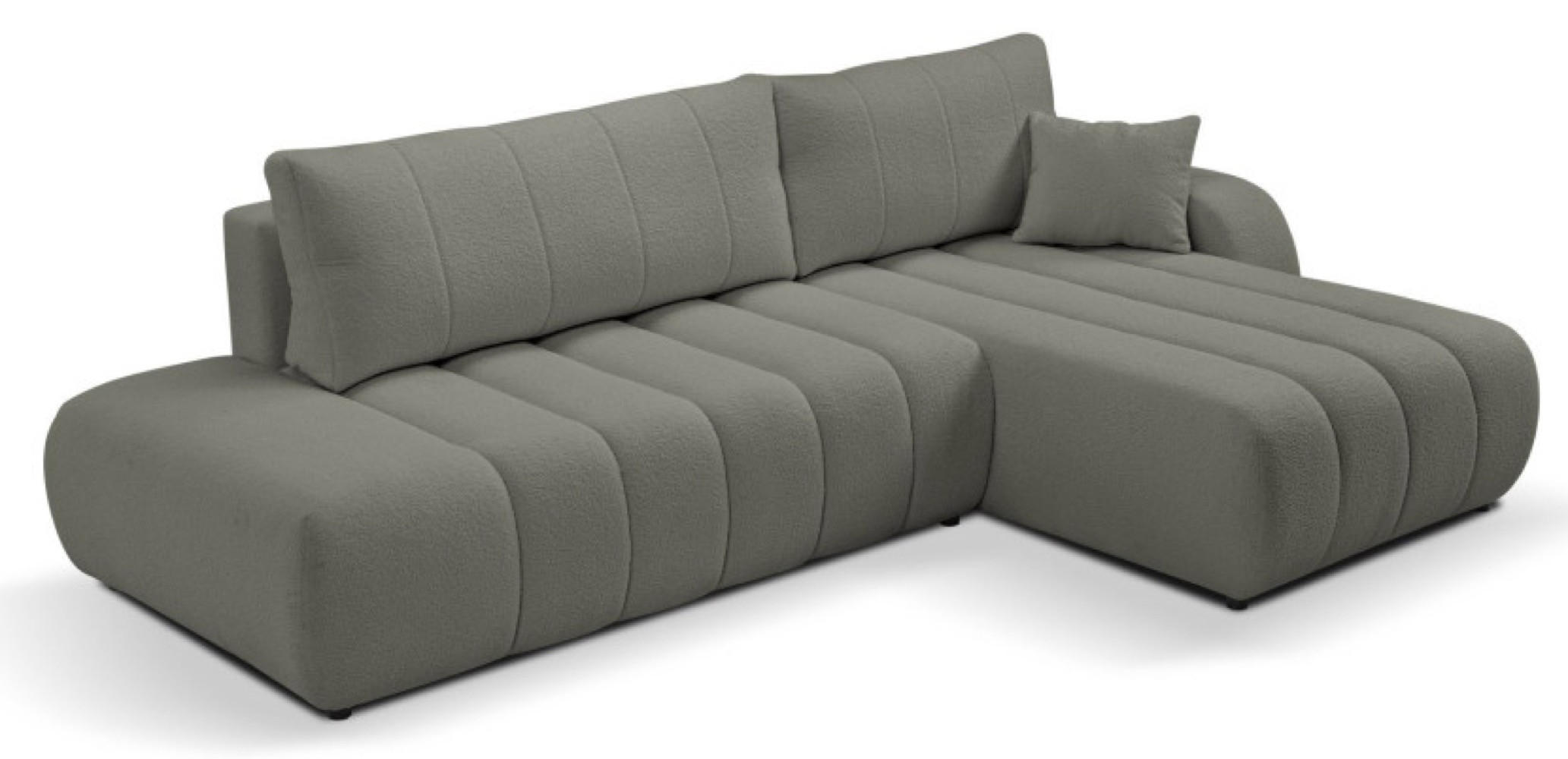 ECKSOFA Grau ALOO Mit Schlaffunktion Rechts Stoff Boucle - Grau, Textil (176/276cm) - Sepro Meble
