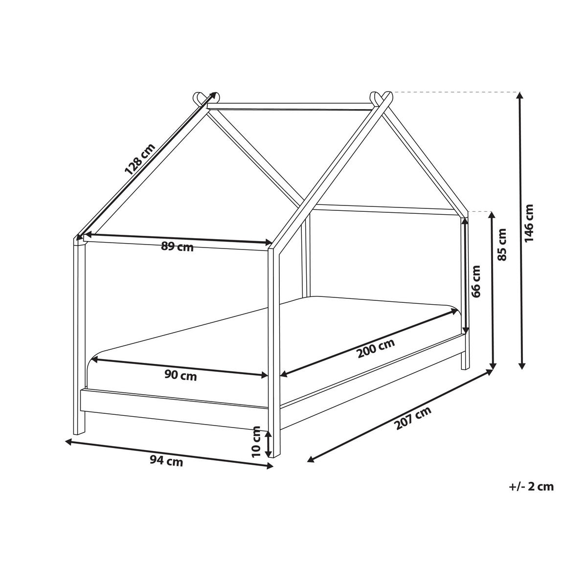 KINDER-HAUSBETT Weiß 90-200 cm Orlu - Weiß, Holz (90/200cm) - Beliani
