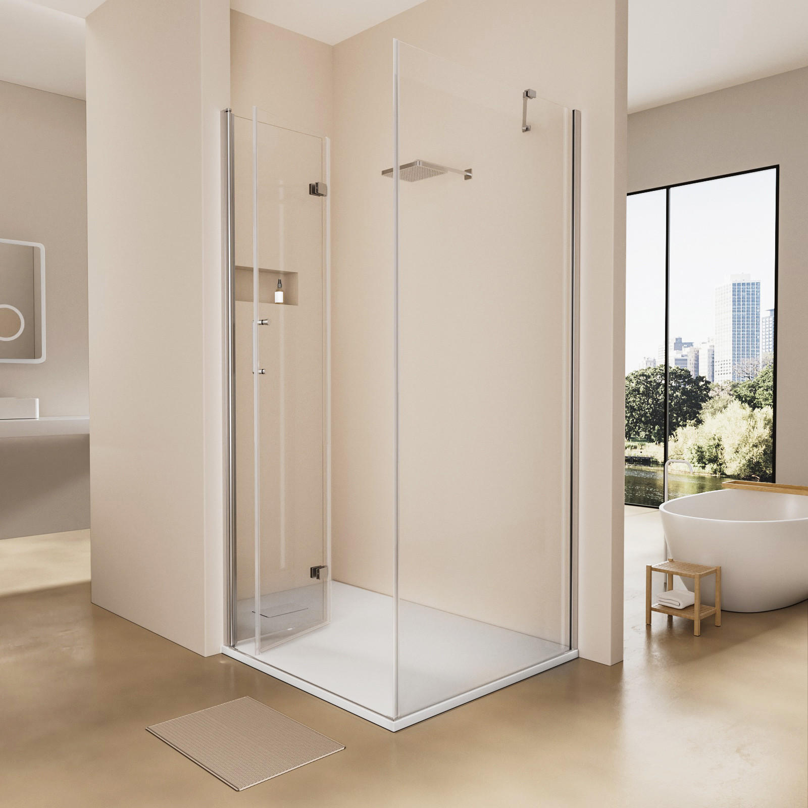 DUSCHWANNE inkl. Ablaufgarnitur Weiß 140/90 cm - Weiß, Naturmaterialen (90/2.6/140cm) - EMKE