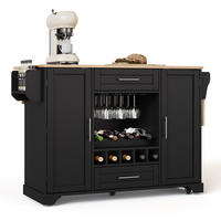 KÜCHENWAGEN mit ausklappbarer Arbeitsplatte 138 x 45/70 x 92 cm Schwarz/Natur - Schwarz, Holz (70/92/138cm) - Beauniv