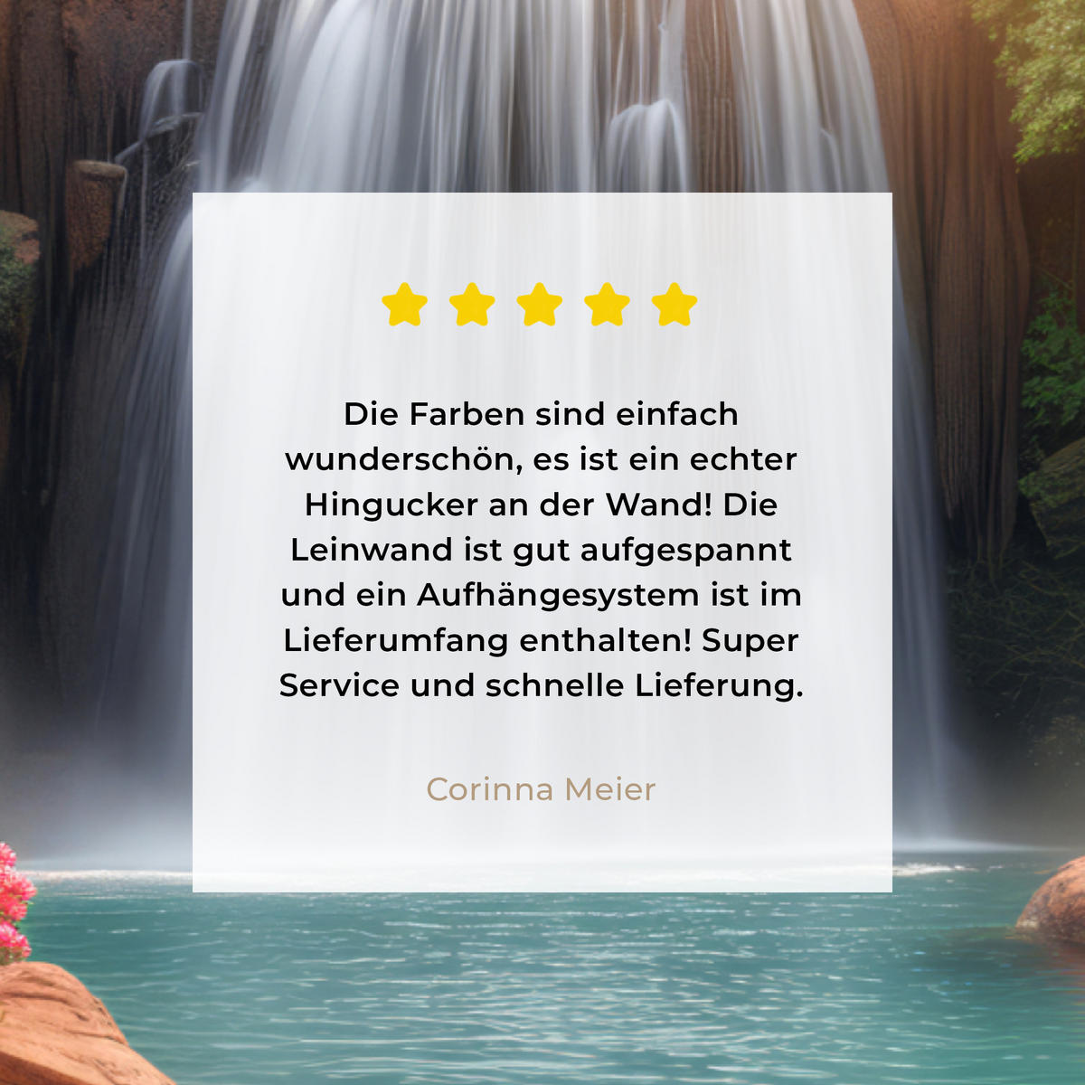 LEINWANDBILD Wasserfall - Natur - Pflanzen - Dschungel - Wasser Wandbild 40x30 cm - Grün, Textil (40/30cm) - MuchoWow