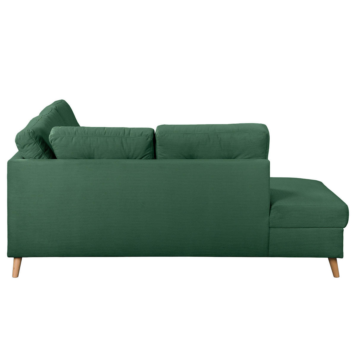 ECKSOFA mit Ottomane - Waldgrün/Braun, Holz/Textil (230/200cm) - home24